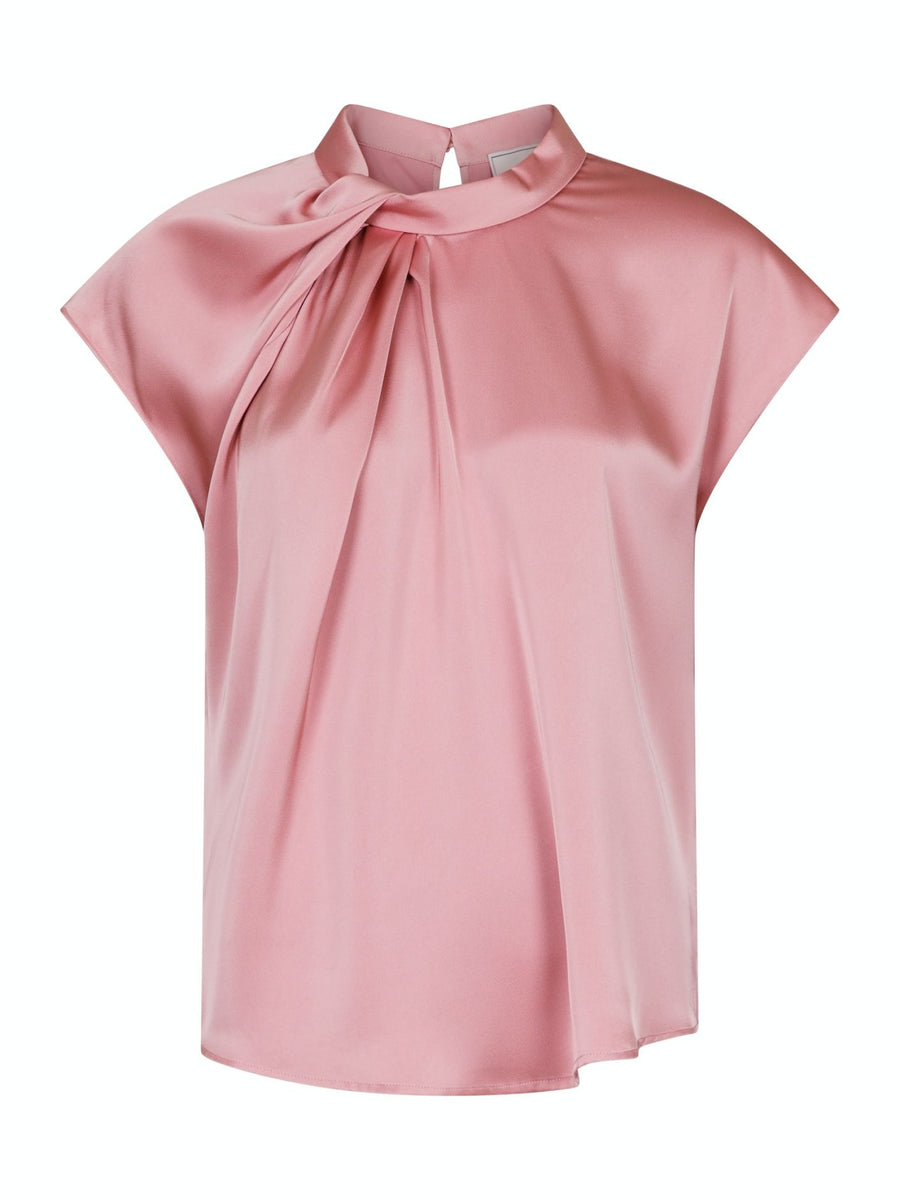 Neo Noir Fleur Drapy Satin Blouse - Dark Brown