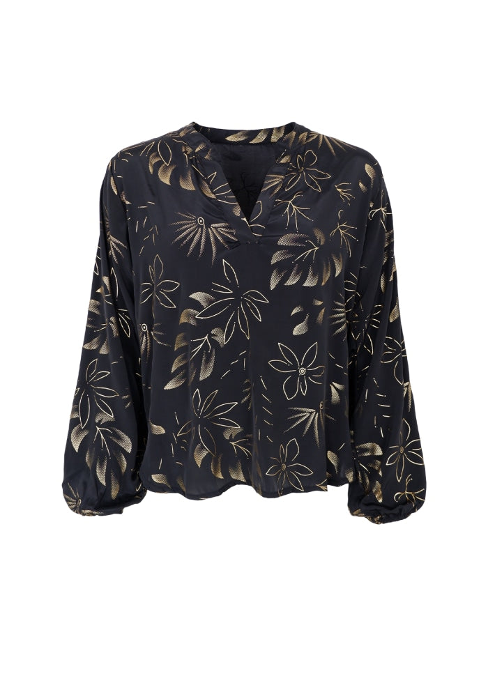 Black Colour  Luna blouse fall leaf