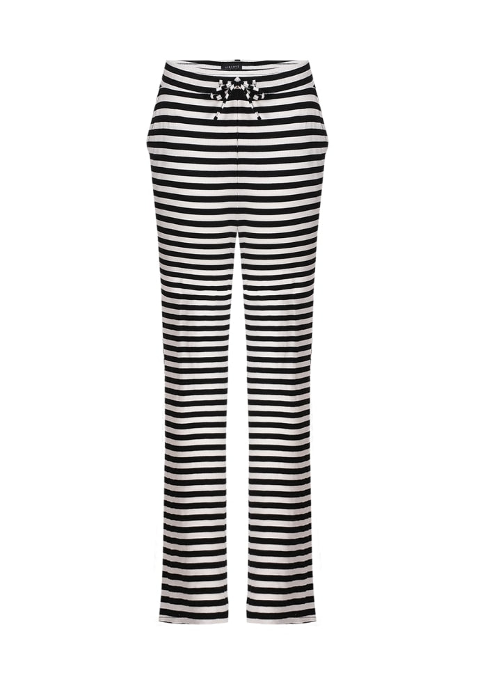 NATALIA-STRAIGHT-PANTS - BLACK CREME SMALL STRIPE main image 0