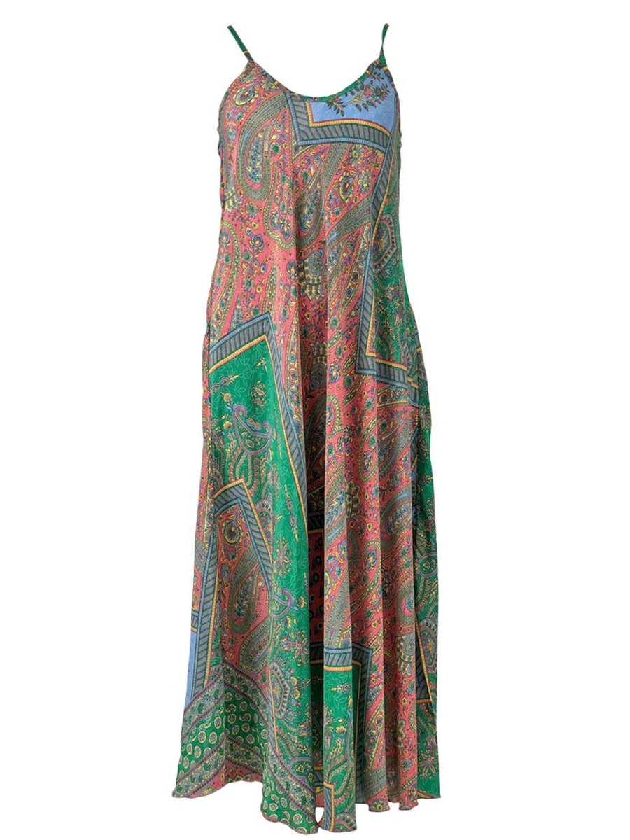 Black Colour Luna maxi strap dress floral green main image 1